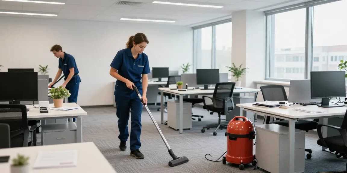 Büroreinigung Göttingen - Professionelles Reinigungsteam bei der Arbeit in einem modernen Büro, das Sauberkeit und Hygiene gewährleistet.