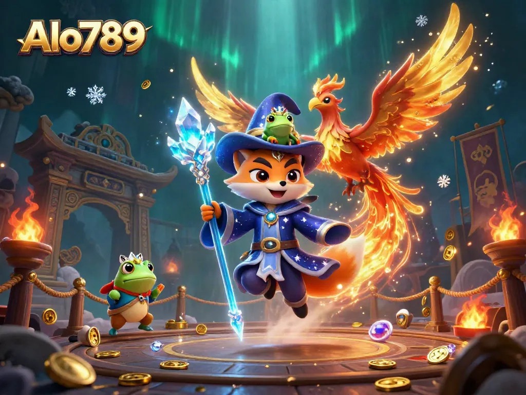 Alo789 transforms the gaming experience with an engaging battle scene featuring mystical elements perfect for casino enthusiasts.