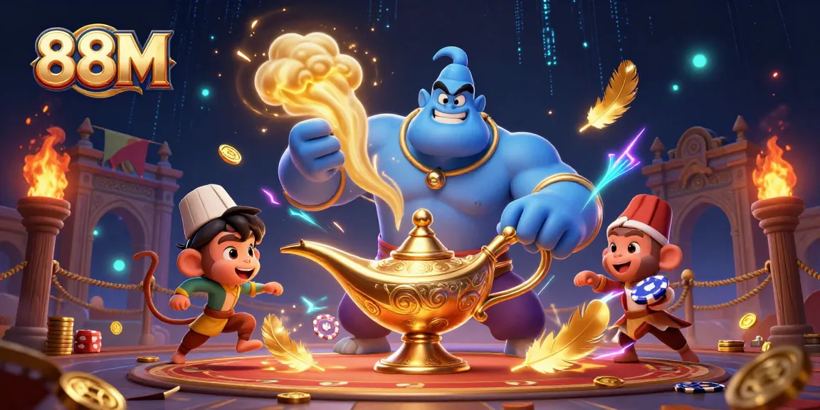 Spin to win with the 88M magic carpet pulling poker chips and thrilling scenes!