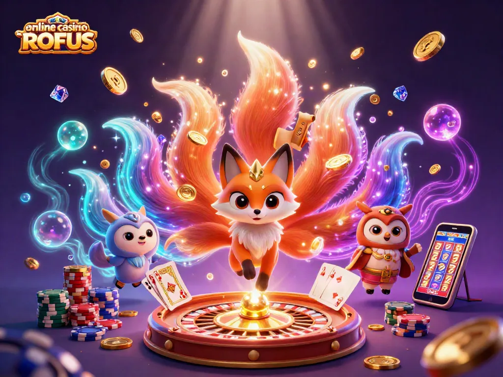 Experience the thrill of online casino uden ROFUS with colorful characters and vibrant gaming elements.
