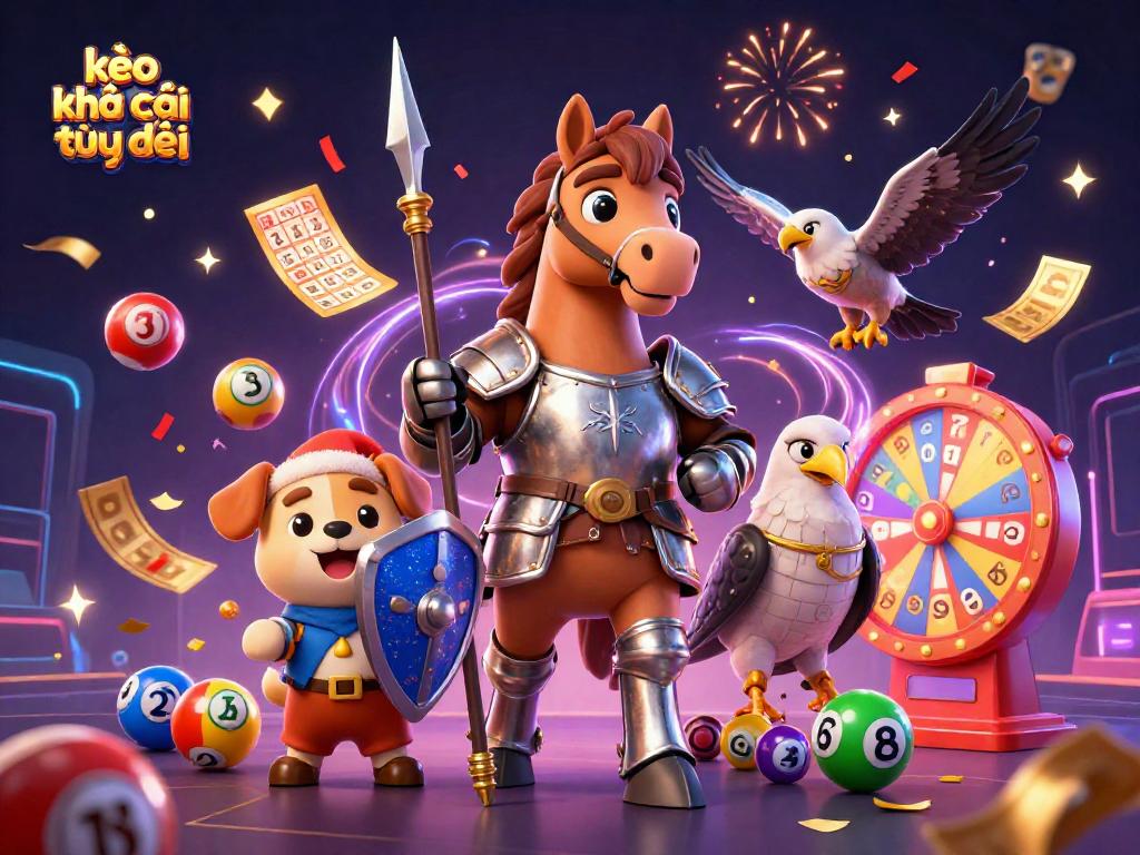 Experience kèo nhà cái trực tiếp with an engaging 3D illustration of gaming action and excitement.