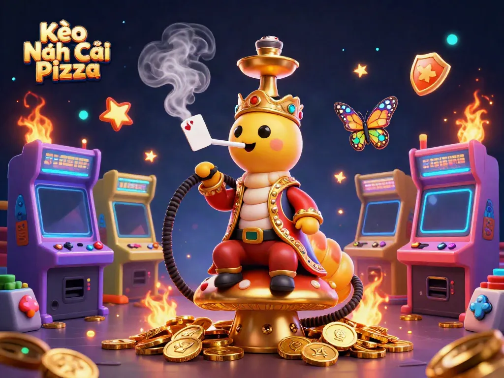 Engaging 3D scene showcasing Kèo Nhà Cái Pizza theme with gaming elements and vibrant colors.