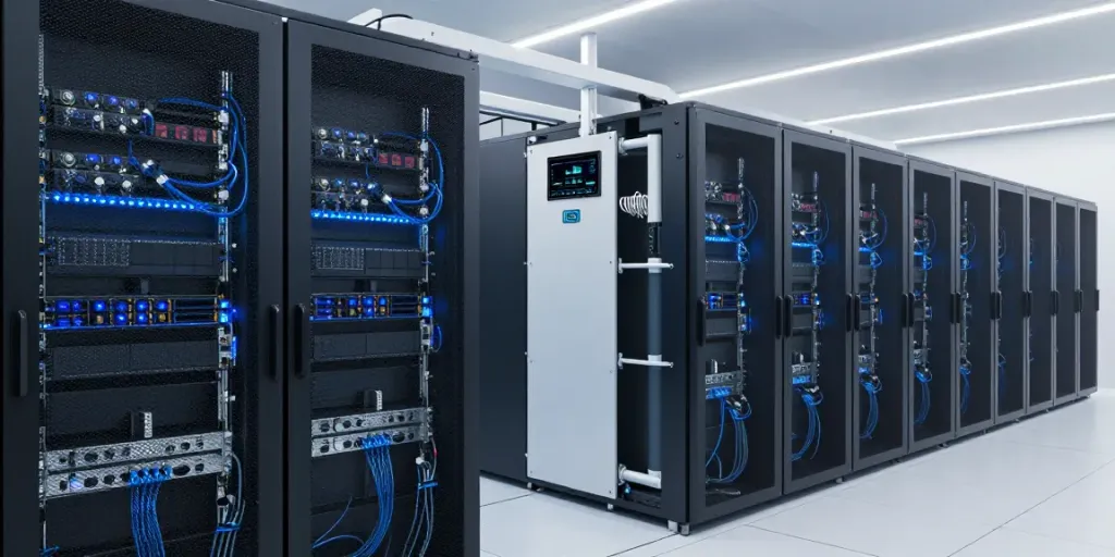 Regenwasserfiltration im modernen Datenzentrum für sauberes Wasser mit innovativer Technologie.