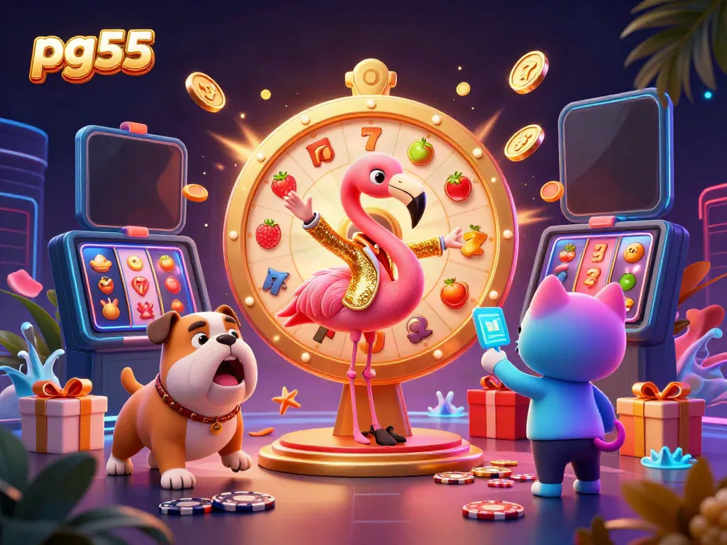 Spin to win with pg55 as the flamingo host presents exciting casino games in dynamic 3D.