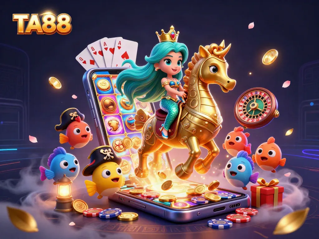 TA88 offers a vibrant casino experience with a mermaid princess and exciting gaming elements in action.