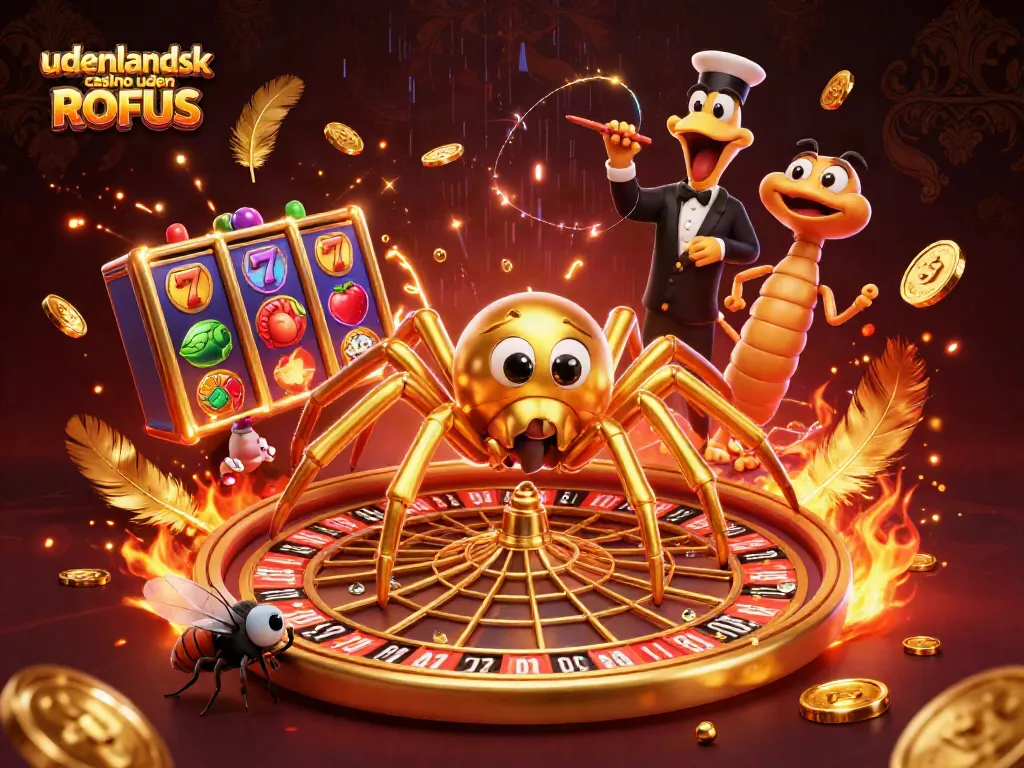 Engage in gaming excitement with udenlandsk casino uden ROFUS, featuring a golden spider casino scene.
