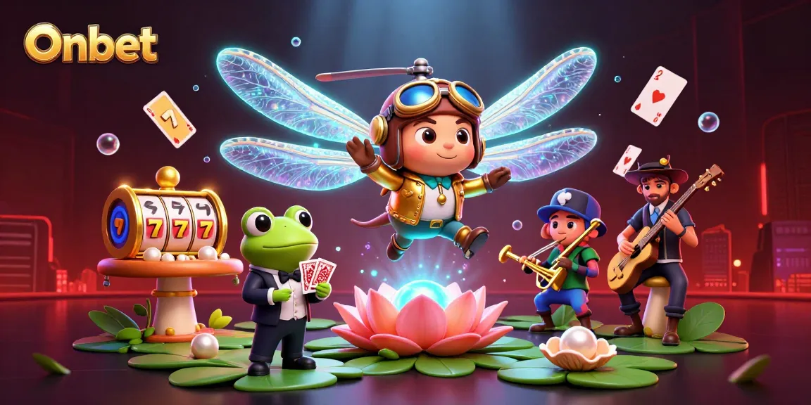 Experience the thrill at Onbet with a vibrant casino scene featuring animated characters and dynamic gameplay elements.