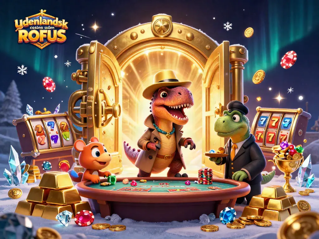 Experience the excitement of utenlandsk casino uden ROFUS with a lively casino scene featuring dynamic characters.