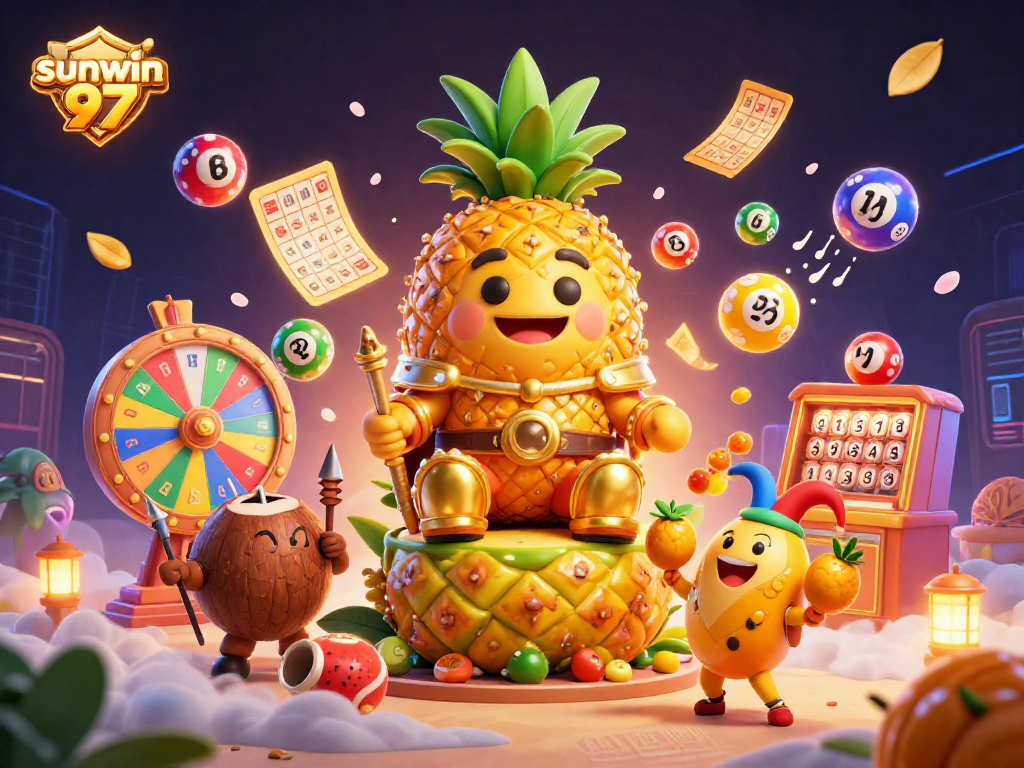 Experience the excitement of sunwin 97 with a golden pineapple king and vibrant lottery games.