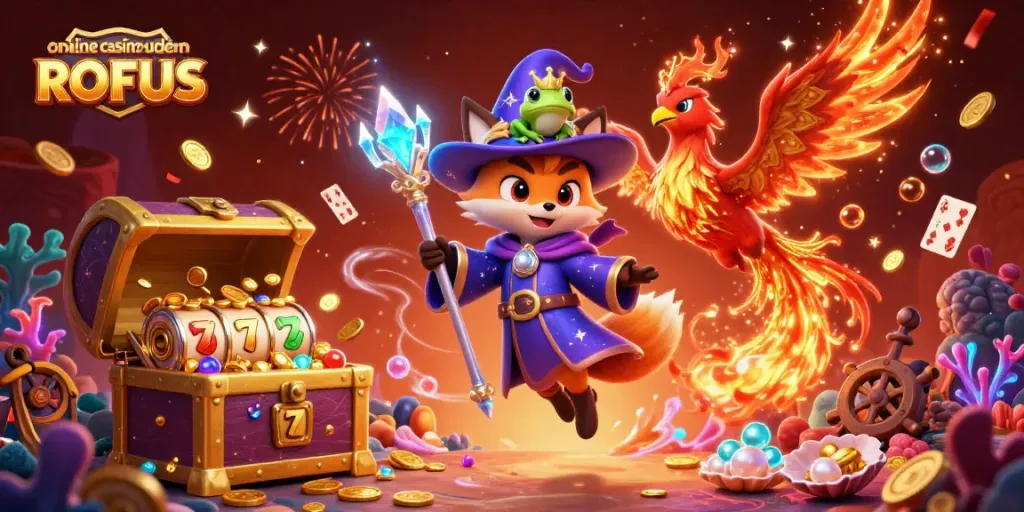 Experience the thrills of online casino uden ROFUS with magical characters and vibrant gaming elements animated together.