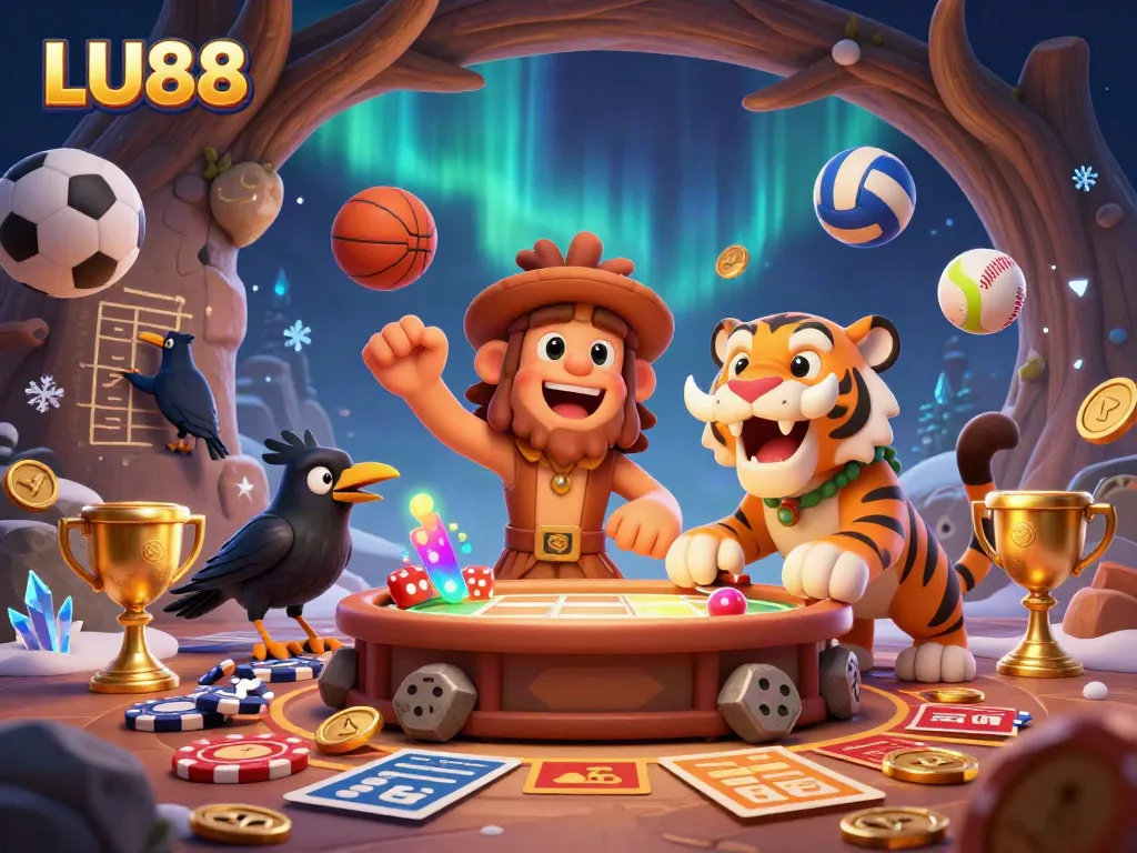 Join the thrilling casino action at LU88, where a prehistoric duo creates excitement with sports betting elements.