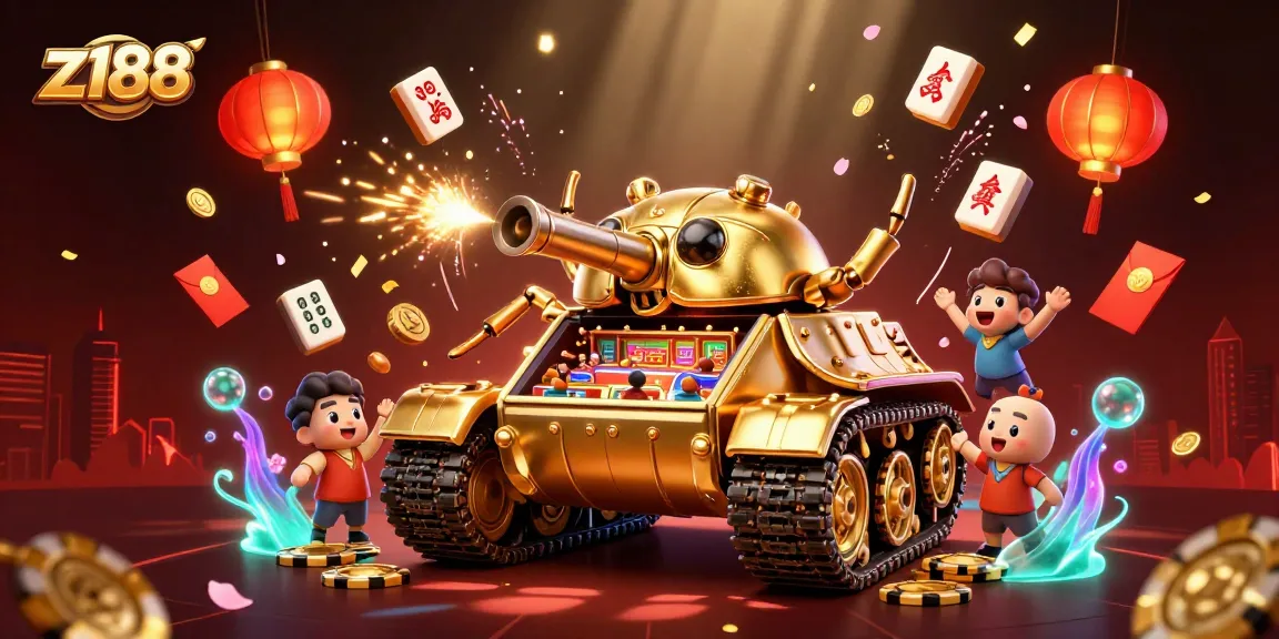 Experience thrilling gameplay at z188 with a vibrant mini-casino inside a golden beetle tank.