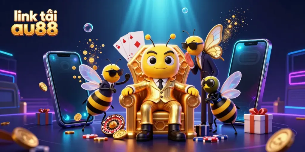 Engage in vibrant gameplay with link tải au88 illustrated in 3D, showcasing casino themes and characters.