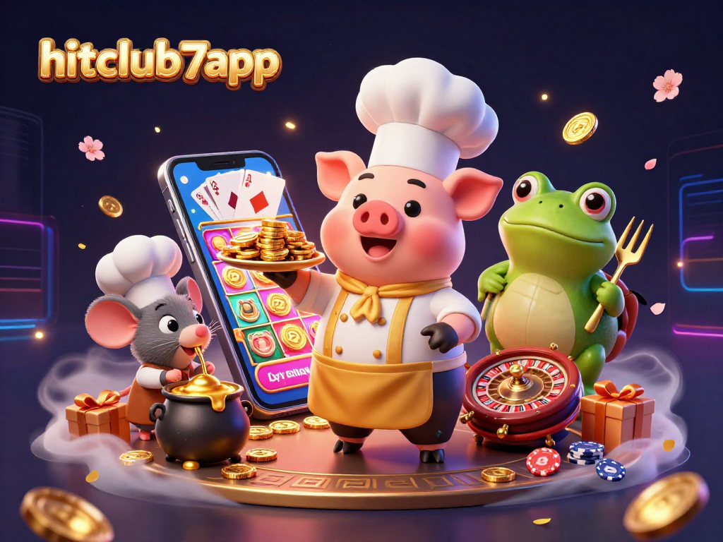 Engage with hitclub7app's vibrant 3D casino scene featuring gold coins and thrilling game elements.