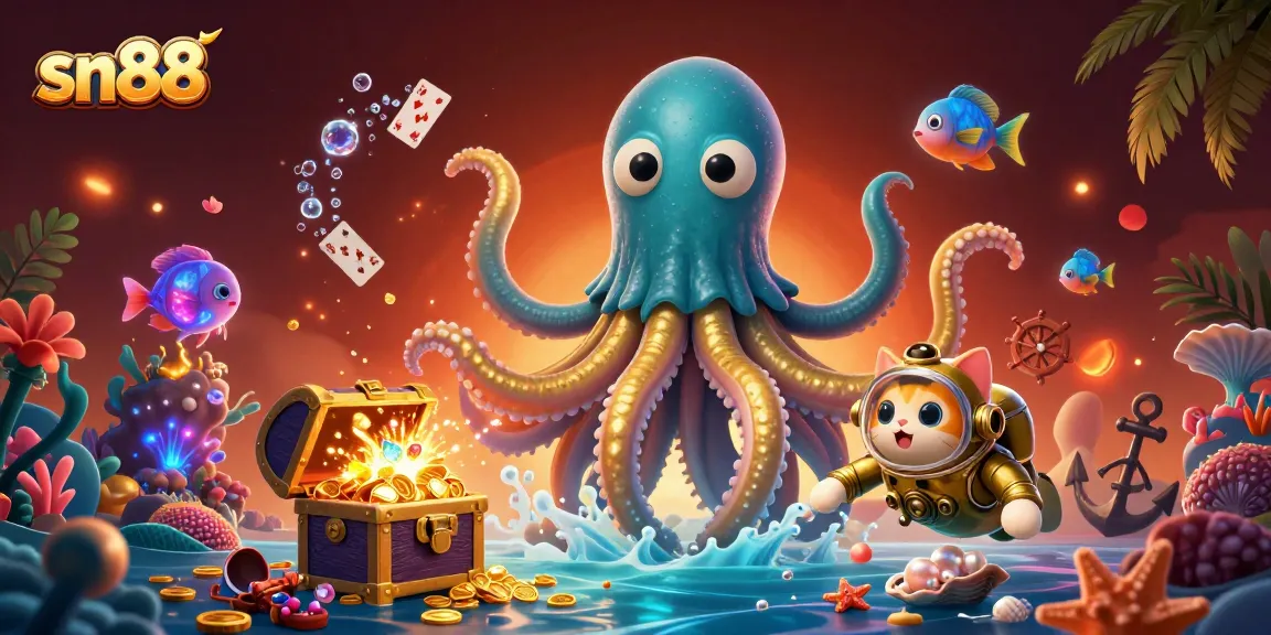 Experience the excitement of sn88's casino games with a vibrant underwater treasure scene!