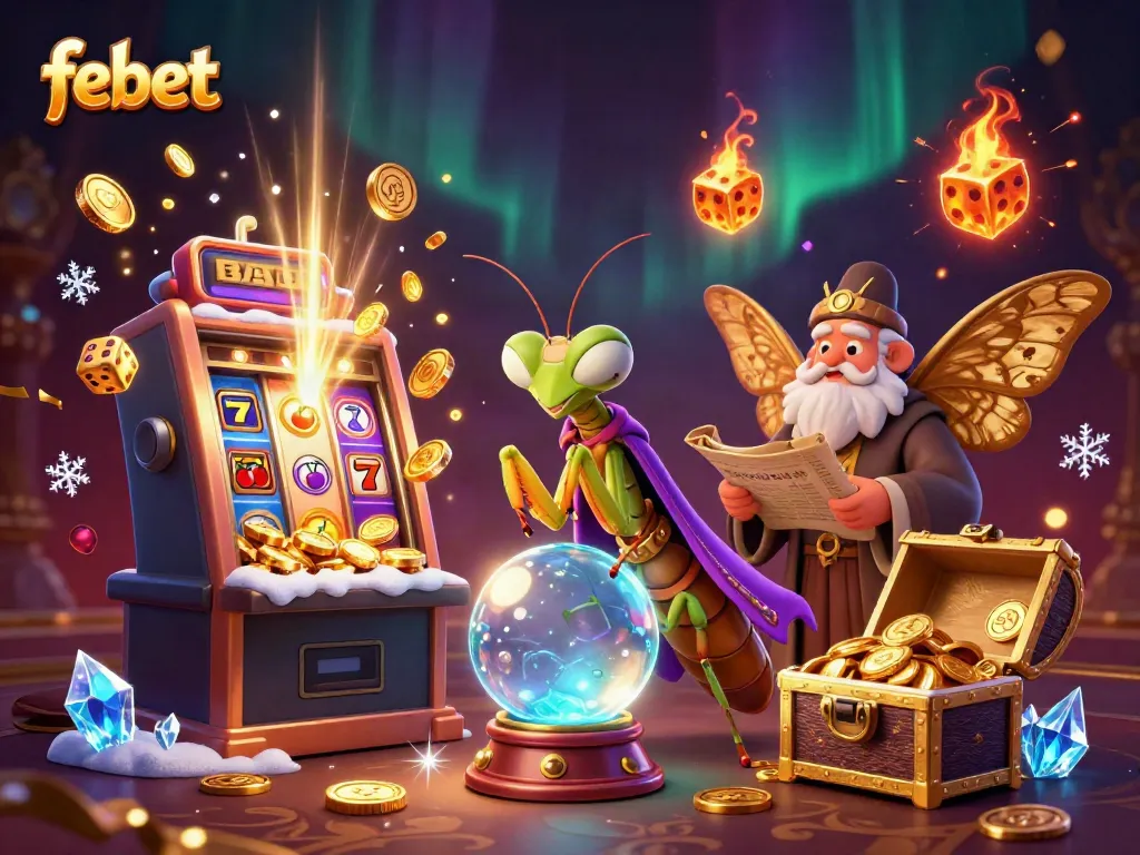 Experience the thrill of winning at febet with captivating slots and animated characters in a vibrant scene.