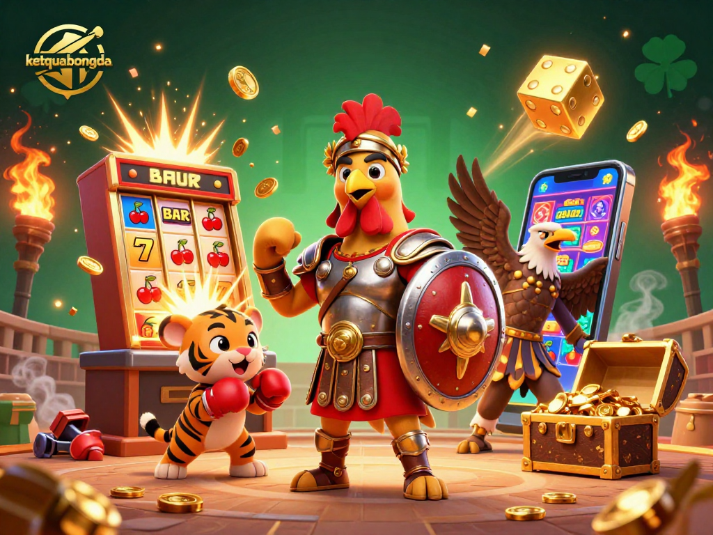 Experience thrilling action with ketquabongda as the gladiator rooster battles in a vibrant casino world.