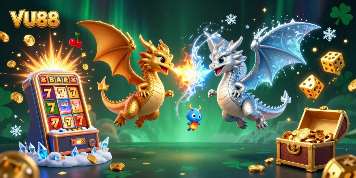 Experience thrilling gameplay at VU88 with dynamic dragons, slot machines, and jackpot excitement.