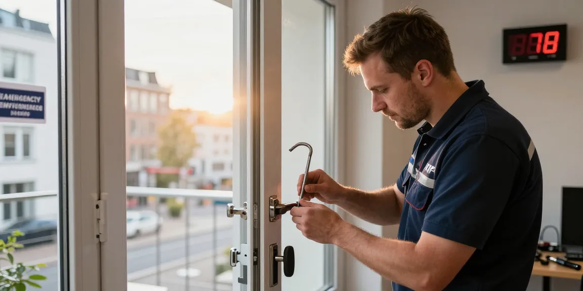 Professioneller Schlüsseldienst Hamburg öffnet Tür mit Werkzeugen für einen schnellen Notdienst.