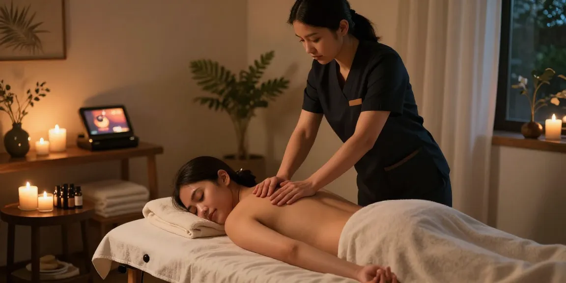 Swedish massage service in a calming home environment featuring a professional therapist.