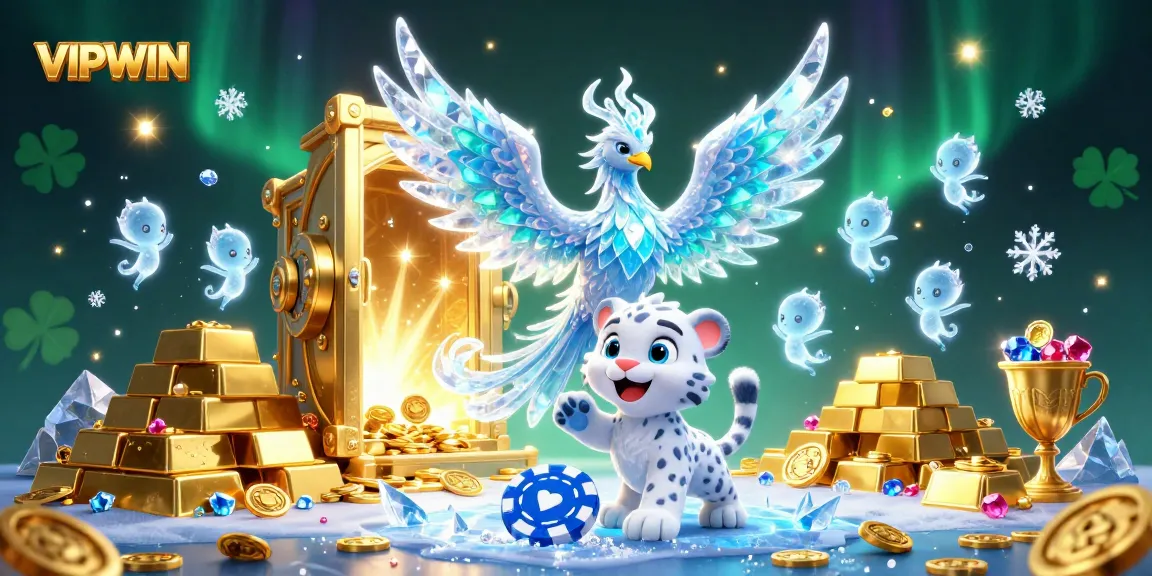 Experience thrilling gameplay at VIPWIN with our vibrant 3D digital illustration showcasing unique casino characters and treasures.