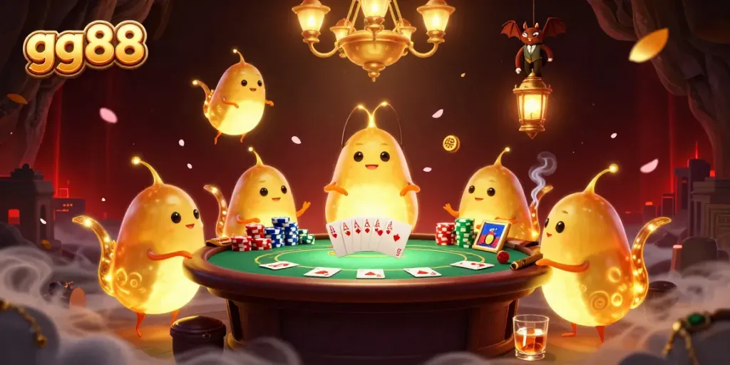 Experience thrilling gameplay at gg88 with vibrant glowworms illuminating a casino setting.