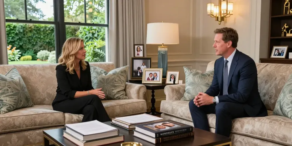 Tucker Carlson Wife Heiress Net Worth depicted in a warm family setting, highlighting their lifestyle and wealth.