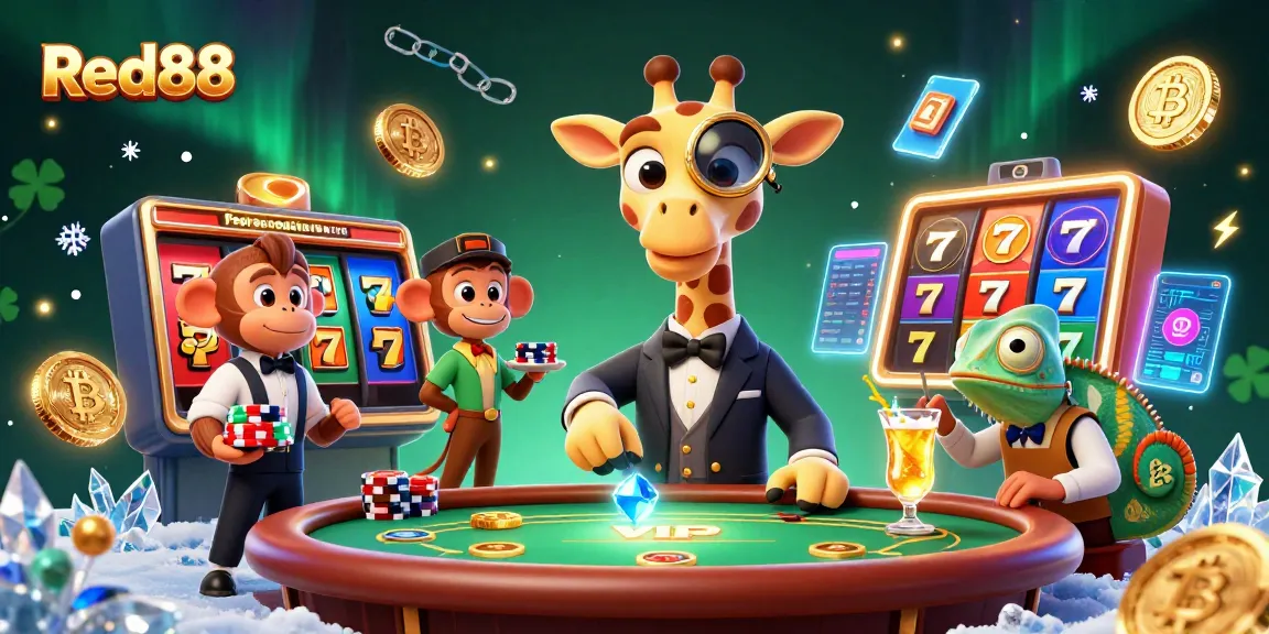 Spin for big wins at Red88 with a vibrant 3D casino scene featuring engaging characters and dynamic game elements.