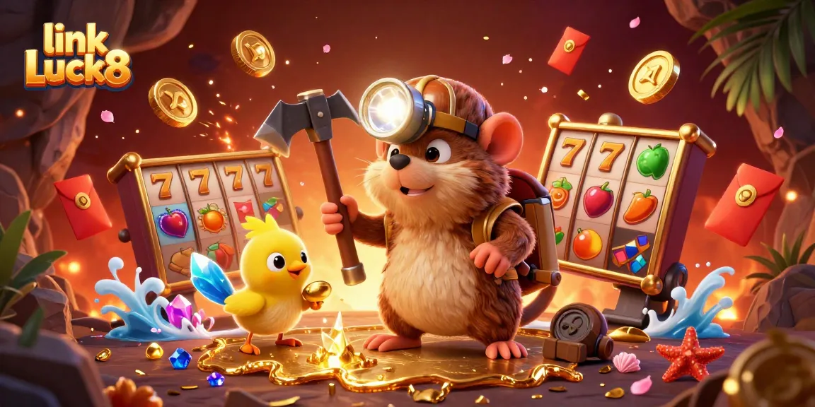 Experience the excitement of link Luck8 with a treasure hunter mole discovering riches in a vibrant, animated scene.