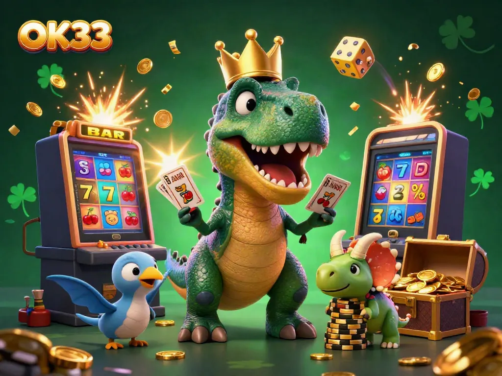 Experience the thrill of OK33 casino with playful characters and vibrant gaming elements.