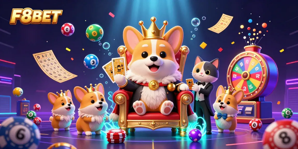 Experience the vibrant gaming world with F8BET, showcasing casino elements and royal characters in action.