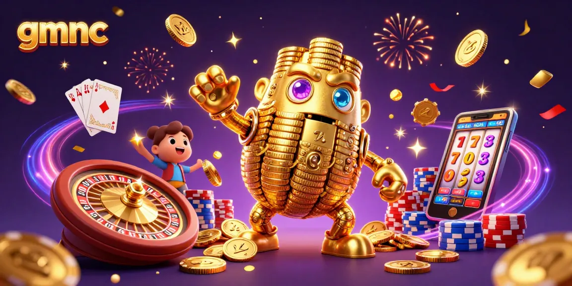 Engage with the immersive gaming experience featuring gmnc and dynamic casino elements like golden golems and coins.