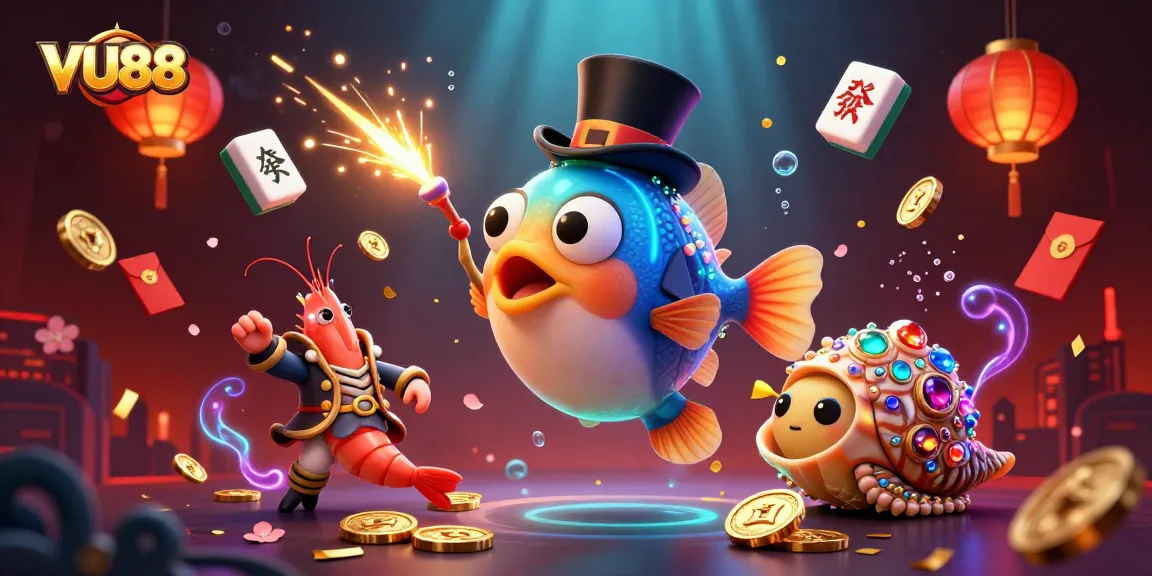 Engage in thrilling gameplay at VU88 while watching a deep-sea anglerfish attract golden coins.